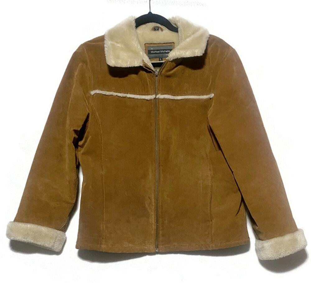 Michael Michelle Suede Leather Jacket Teen Girl's Size Large Golden Brown